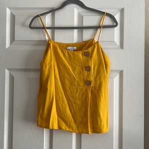 Top Shop. Burnt Yellow. Linen. Flowy Tank Top. With Brown Buttons. Size L.